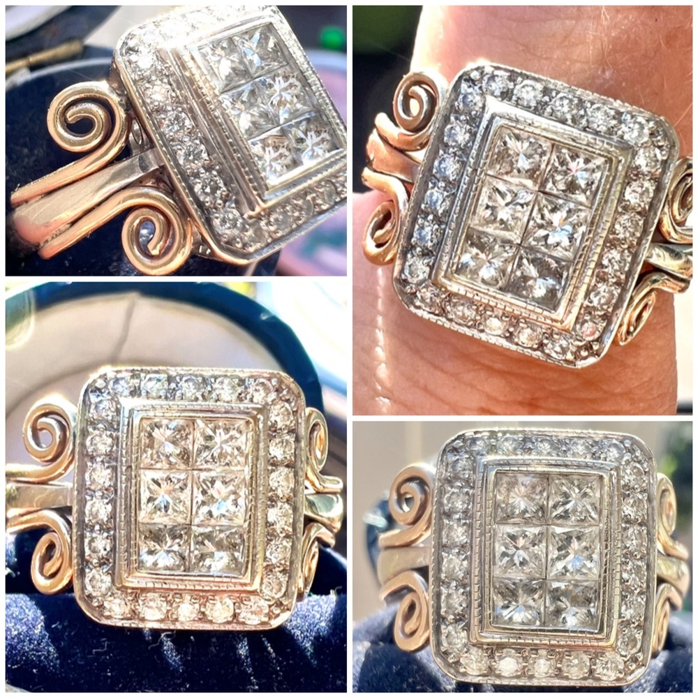 1.5CTW Vintage solid 14k gold genuine Diamond handmade ring